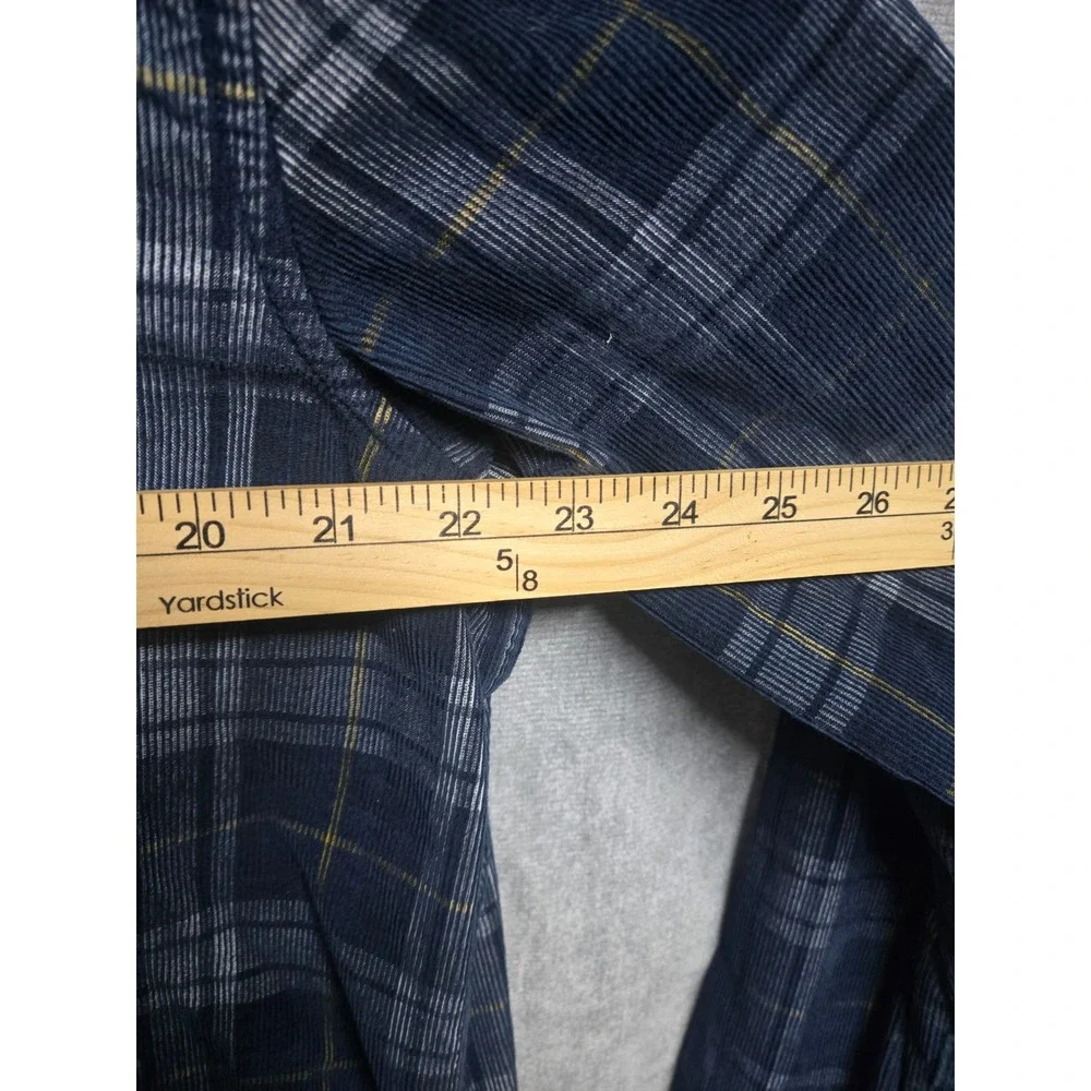 Banana Republic Mens XL Untucked Slim Fit Corduroy Plaid Button Down Shirt Navy